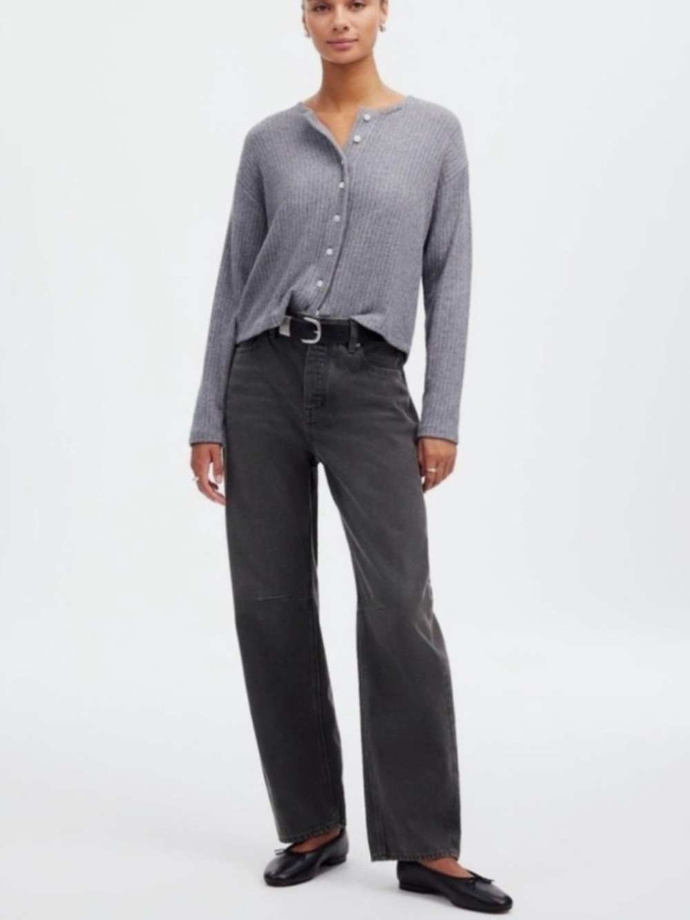 MADEWELL The Darted Barrel-Leg Jean button fly 5 pockets Olenda black wash sz 30